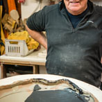 John Higgins at work in his studio 2018